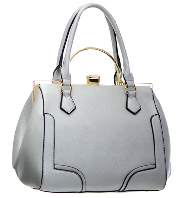 Rhinestone Metal Lock Faux Leather Shoulder Handbag L0272 38139 Silver
